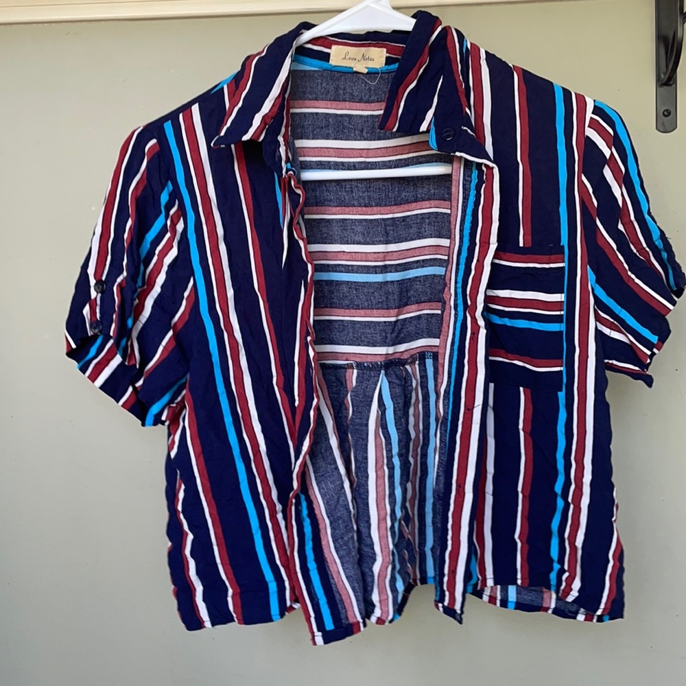 red white and blue shirt